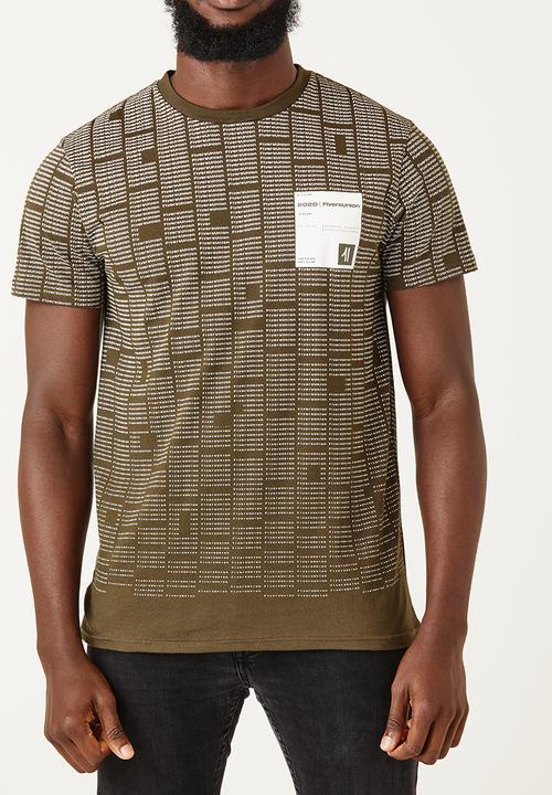 Flyersunion - Mens-regular allover printed tee - dark olive