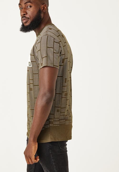 Flyersunion - Mens-regular allover printed tee - dark olive