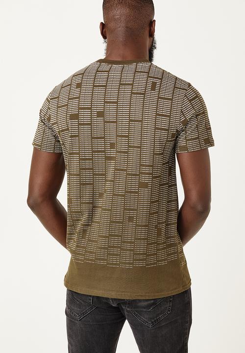 Flyersunion - Mens-regular allover printed tee - dark olive
