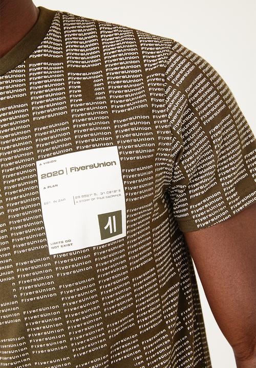 Flyersunion - Mens-regular allover printed tee - dark olive