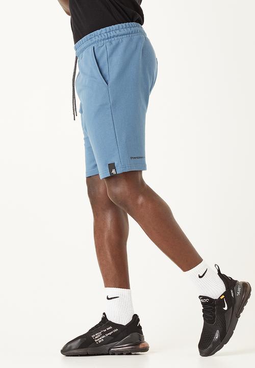 Flyersunion - Mens-fleece knit short - denim blue