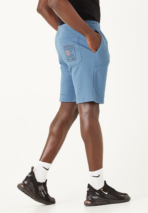Flyersunion - Mens-fleece knit short - denim blue