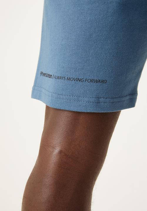 Flyersunion - Mens-fleece knit short - denim blue