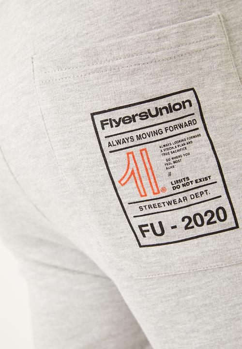 Flyersunion - Mens-fleece knit short - grey melange