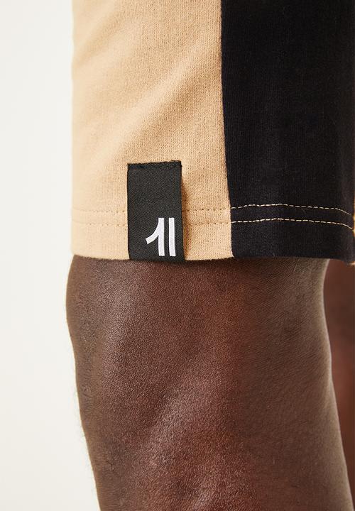Flyersunion - Mens-panel fleece knit short - chino & black