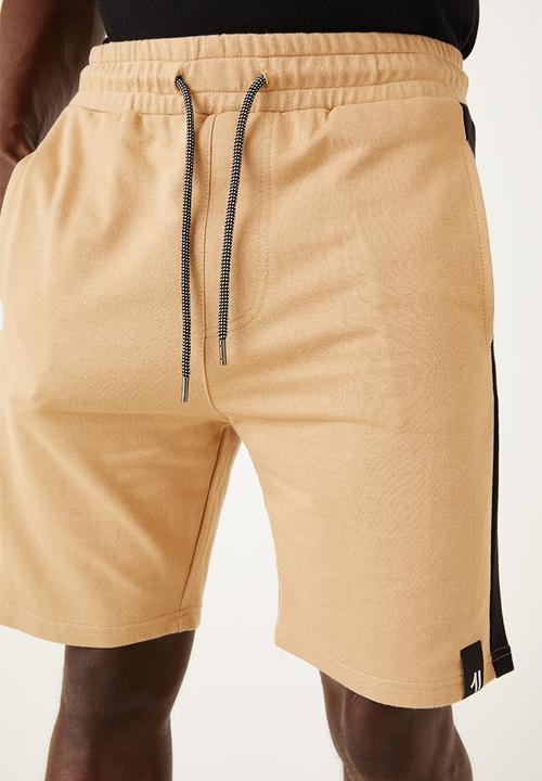 Flyersunion - Mens-panel fleece knit short - chino & black