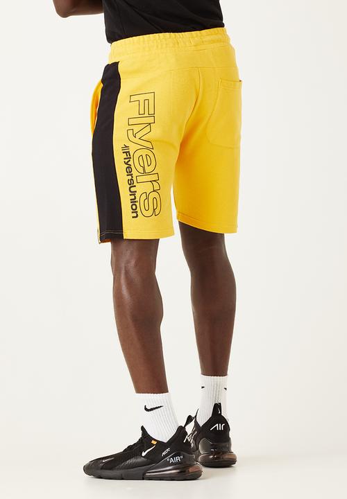 Flyersunion - Mens-panel fleece knit short - yellow & black