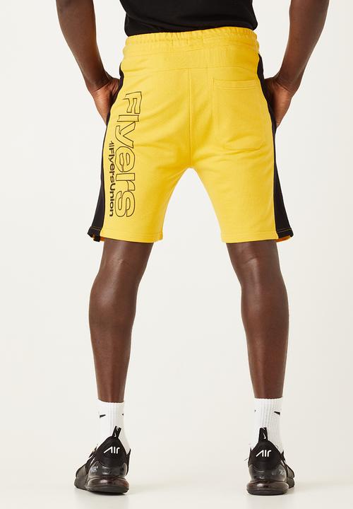 Flyersunion - Mens-panel fleece knit short - yellow & black