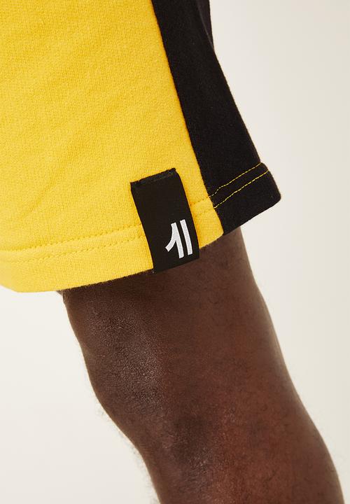 Flyersunion - Mens-panel fleece knit short - yellow & black