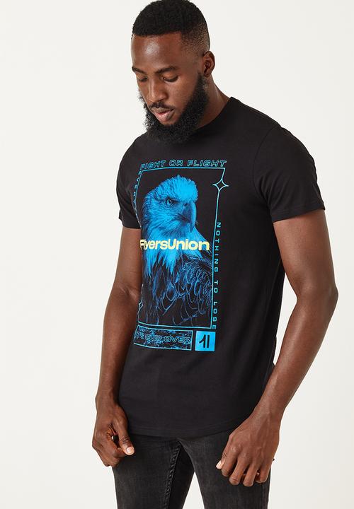 Flyersunion - Mens-longline eagle tee - black