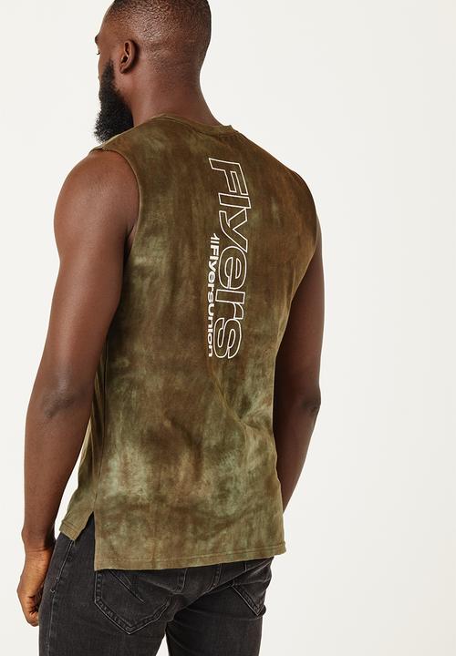 Flyersunion - Mens-spectra dye muscle tee - olive tie dye