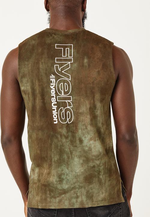 Flyersunion - Mens-spectra dye muscle tee - olive tie dye