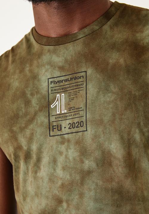 Flyersunion - Mens-spectra dye muscle tee - olive tie dye