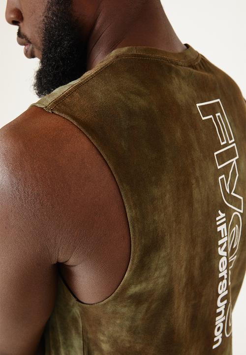 Flyersunion - Mens-spectra dye muscle tee - olive tie dye