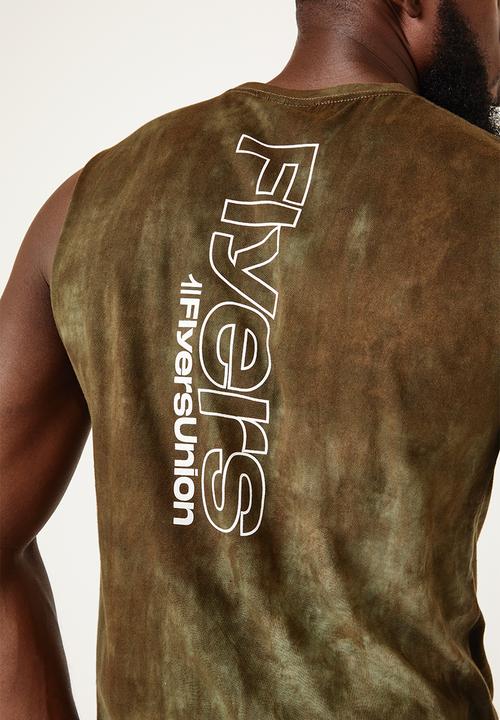 Flyersunion - Mens-spectra dye muscle tee - olive tie dye