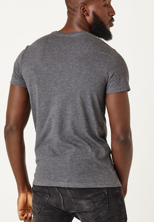 Flyersunion - Mens-regular logo printed tee - charcoal melange