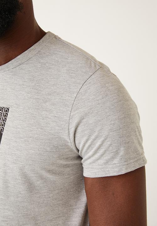 Flyersunion - Mens-regular logo printed tee - grey melange
