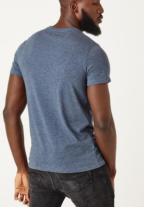 Flyersunion - Mens-regular logo printed tee - navy melange