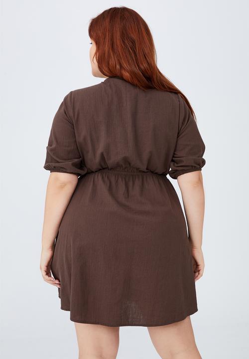 Cotton On - Curve knot front beach dress - chocolate