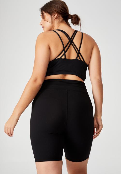 Cotton On - Curve active highwaist mid length bike shorts - black