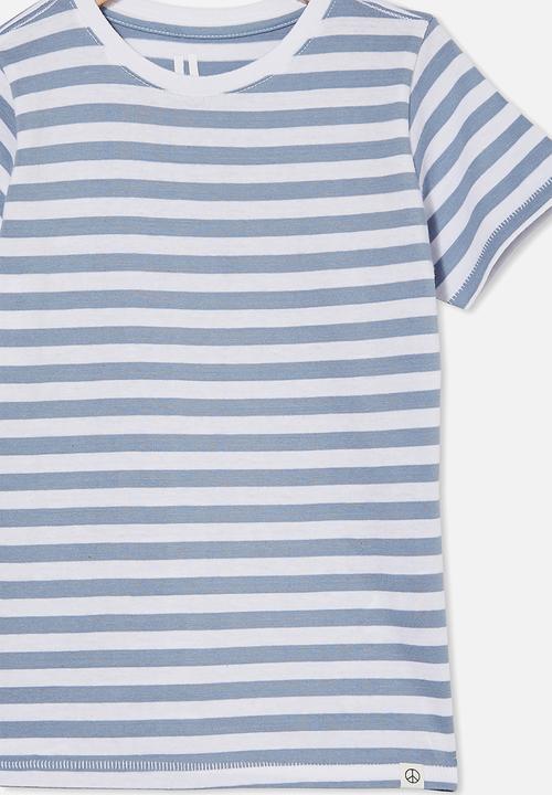 Cotton On - Core short sleeve tee - dusty blue/white stripe