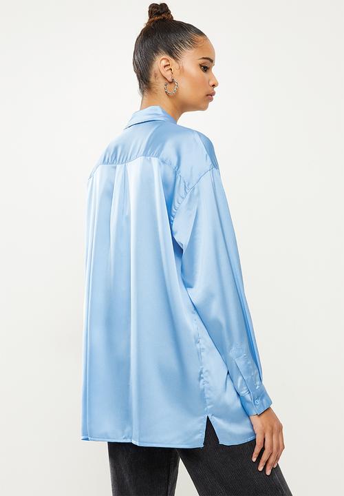Missguided - Basic satin shirt - blue