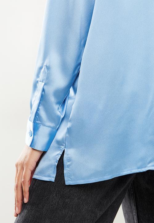 Missguided - Basic satin shirt - blue