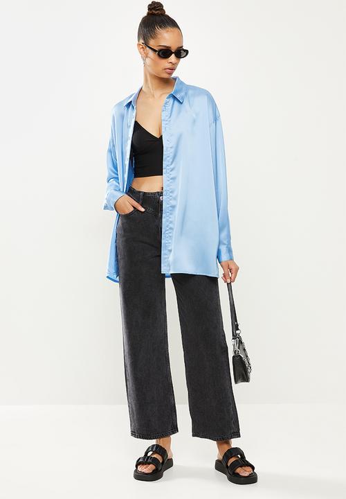 Missguided - Basic satin shirt - blue