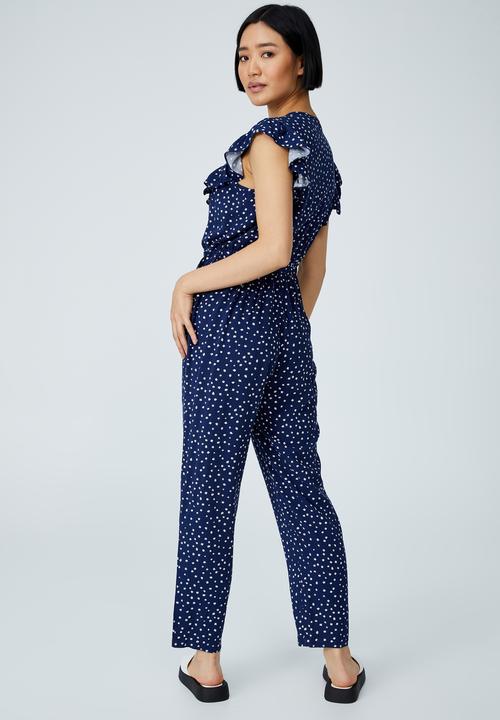 Cotton On - Woven petite tara jumpsuit - billie ditsy medieval blue