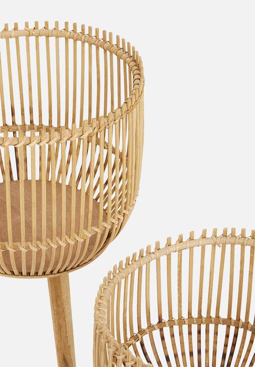 Sixth Floor - Hien bamboo & wood planter set - neutral 