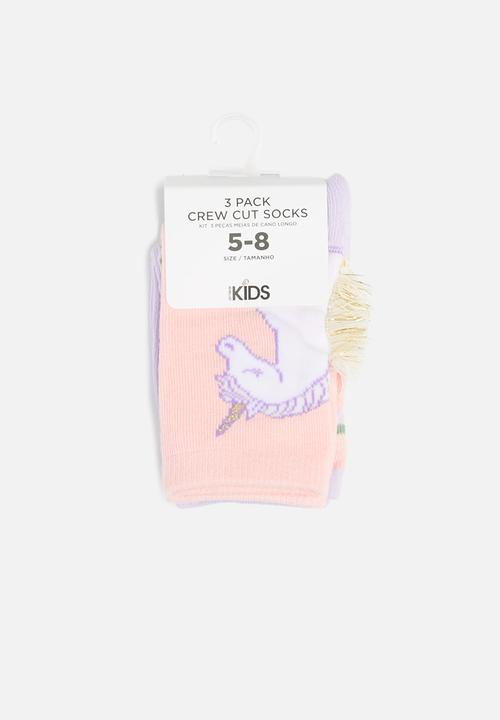 Cotton On - Kids 3 pack crew socks - pink & purple 