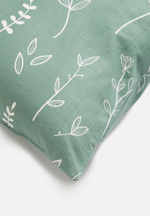 Sixth Floor - Meadow printed cushion cover - sage & white