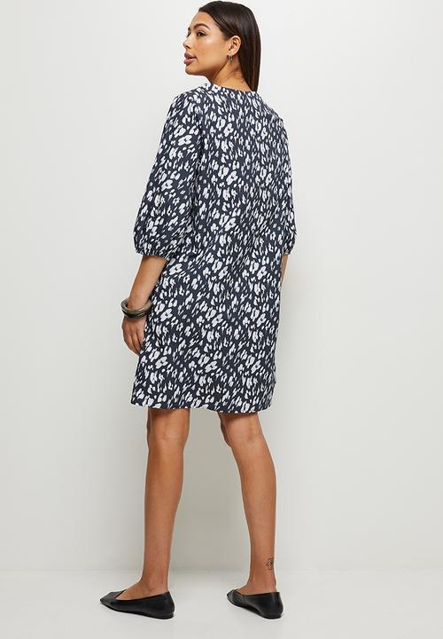 edit - Poplin notch neck tunic - navy blue