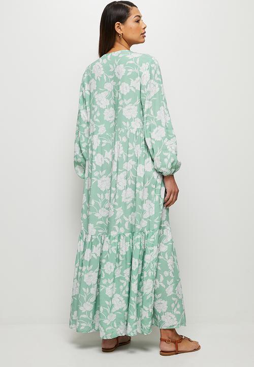 edit - Button detail tiered maxi - aqua