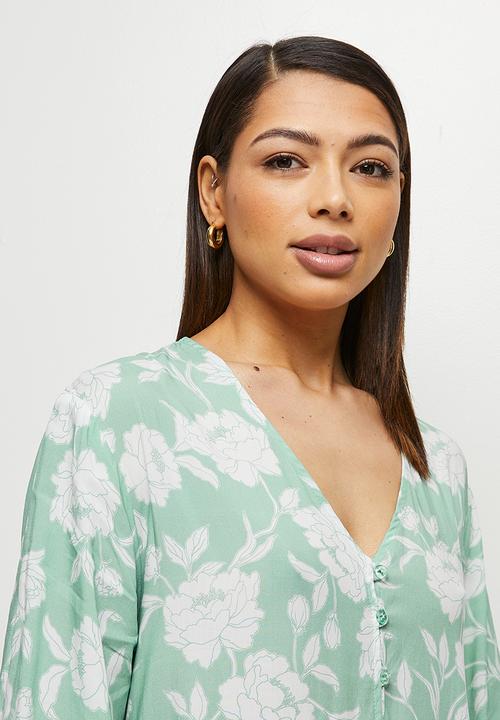 edit - Button detail tiered maxi - aqua