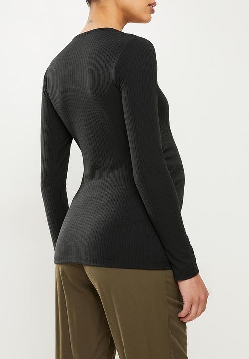 edit Maternity - Long sleeve wrap nursing tee - black
