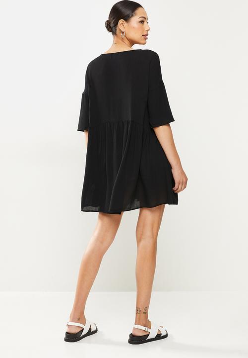 Missguided - Cheesecloth shift cover up dress - black