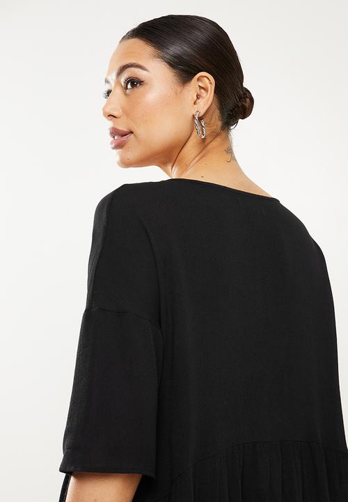 Missguided - Cheesecloth shift cover up dress - black