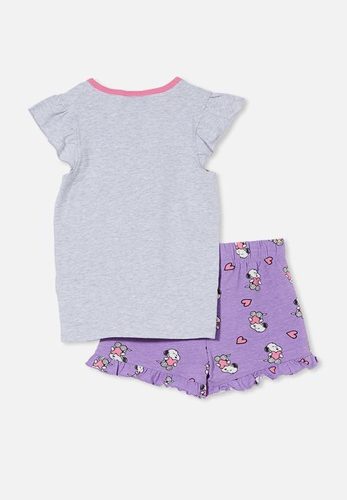 Cotton On - Stacey flutter short sleeve pyjama set licensed - grey