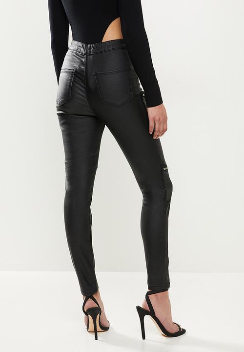 Missguided - Petite vice highwaisted zip jean black - black