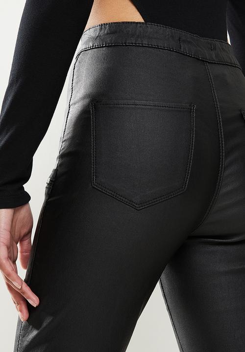 Missguided - Petite vice highwaisted zip jean black - black