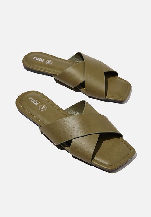 Cotton On - Everyday sophie xover slide - soft moss 