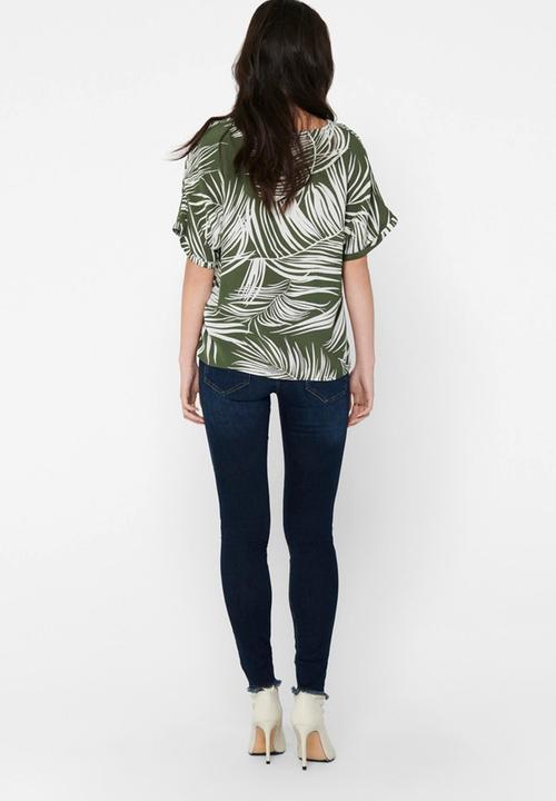 ONLY - Augustina short sleeve top - green