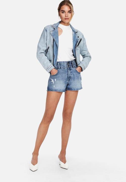 ONLY - Steffie denim biker jacket - blue
