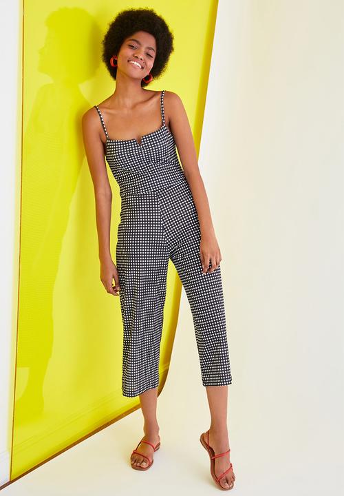 Trendyol - Gingham knitted jumpsuit - black