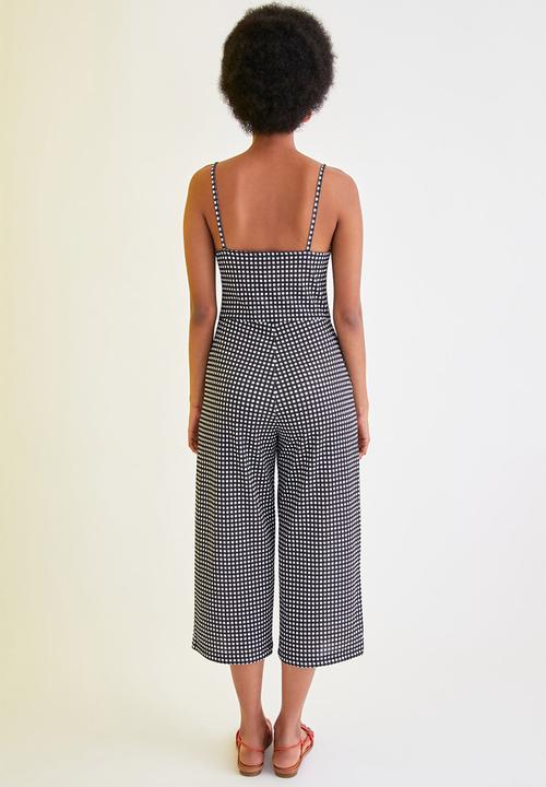Trendyol - Gingham knitted jumpsuit - black