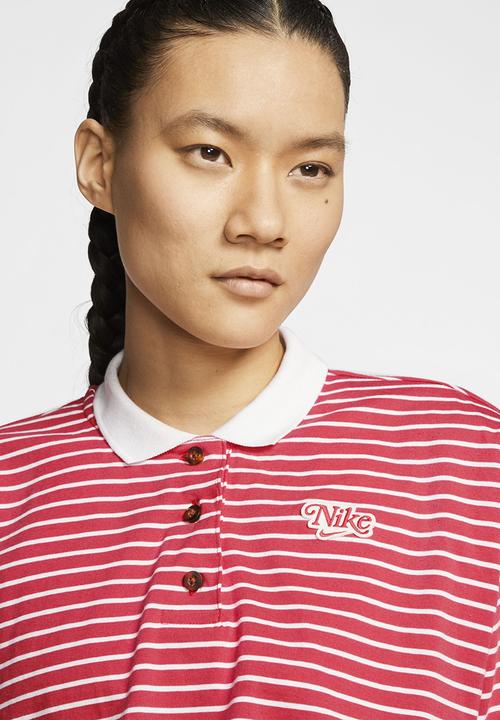 Nike - W nsw retro femme polo - red & white 