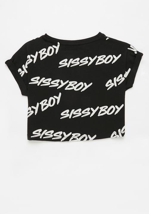SISSY BOY - Sherbet stories boxy crop top - black