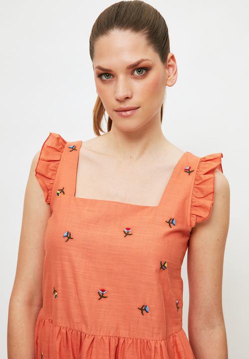 Trendyol - Embroidered dress - orange