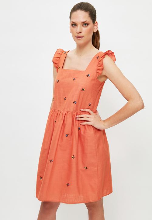 Trendyol - Embroidered dress - orange